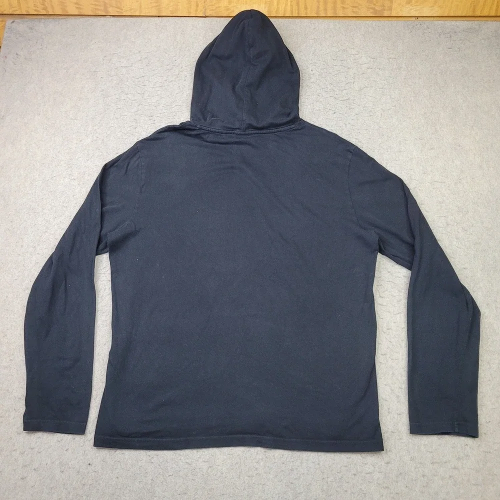 Polo Ralph Lauren Hoodie Shirt Mens Large Black Pullover Drawstring Lightweight‎